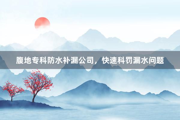 腹地专科防水补漏公司，快速科罚漏水问题