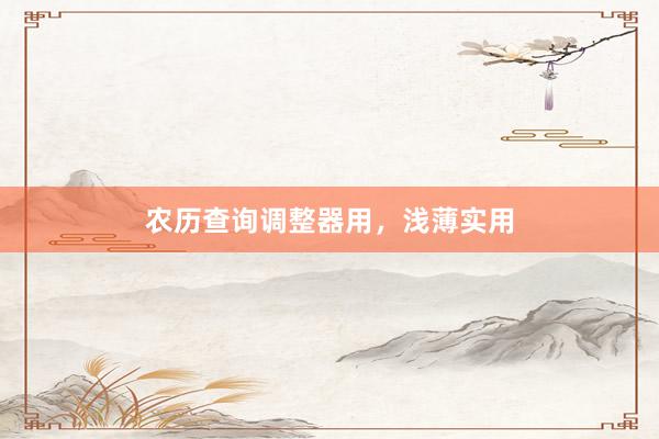 农历查询调整器用，浅薄实用